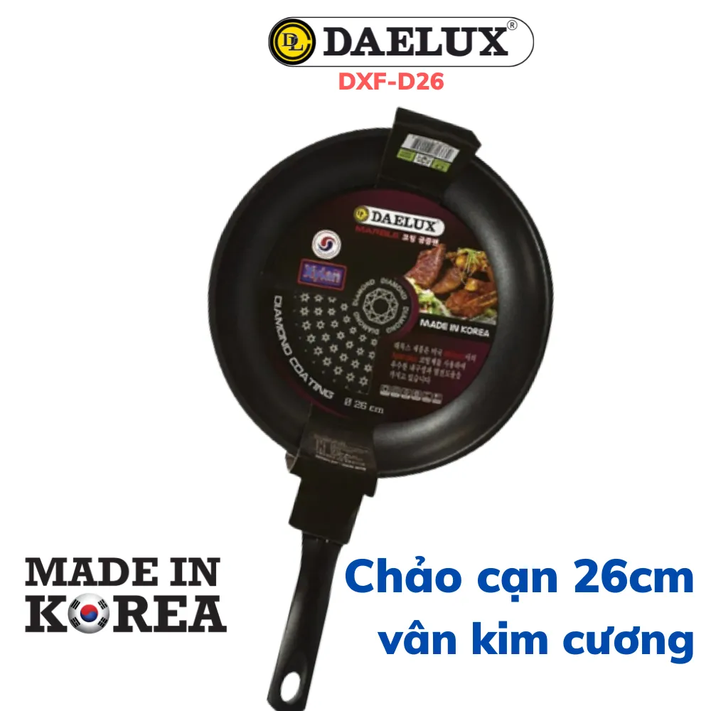 Ảnh Chảo cạn chống dính phủ vân kim cương Daelux 26cm Made in Korea DXF-D26 1