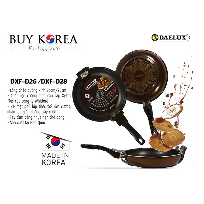 Ảnh Chảo cạn chống dính phủ vân kim cương Daelux 26cm Made in Korea DXF-D26 3