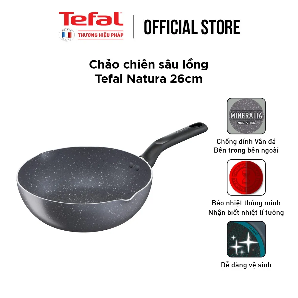 Ảnh Chảo chiên sâu lòng vân đá Tefal Natura B2266595 26cm 1