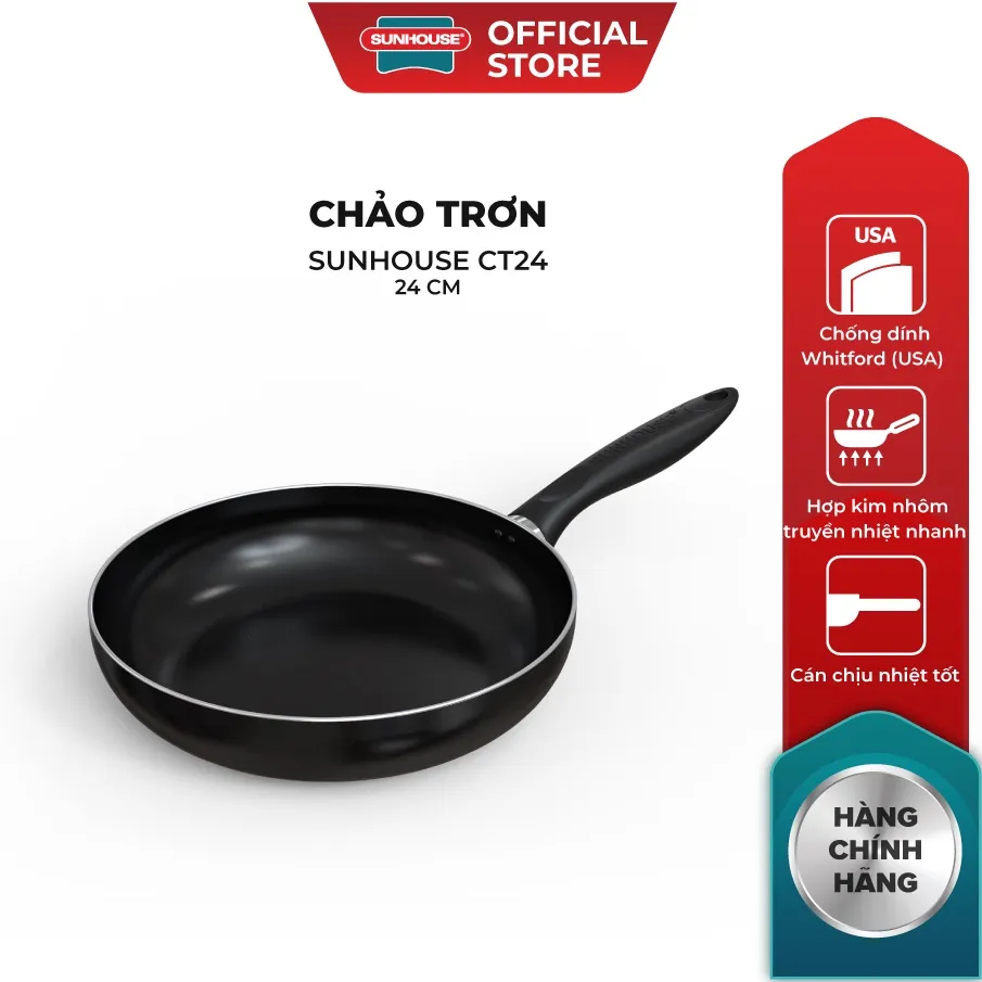 Ảnh Chảo Chống Dính SUNHOUSE Trơn Size 16-30cm - Không dùng được bếp từ 1