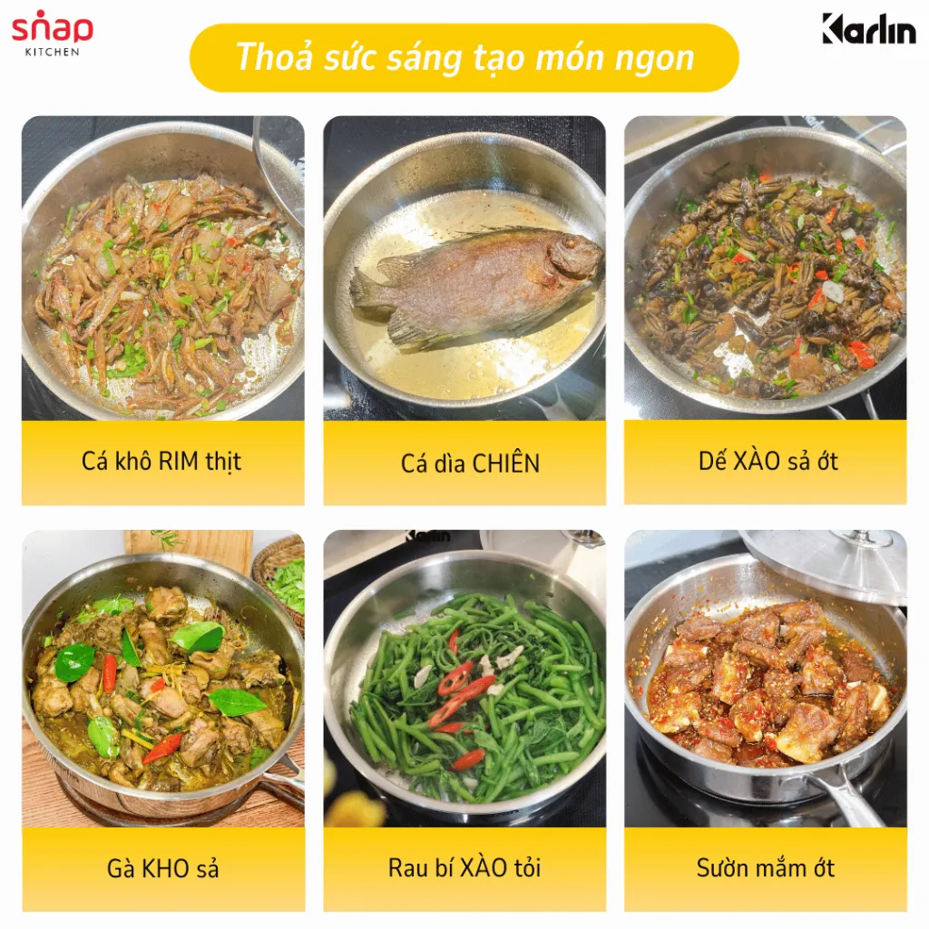 Ảnh Chảo Inox 304 Karlin P3 Đáy 3 Lớp Size 24cm Chống Dính Tự Thân Thương Hiệu Đức Snap Kitchen 3