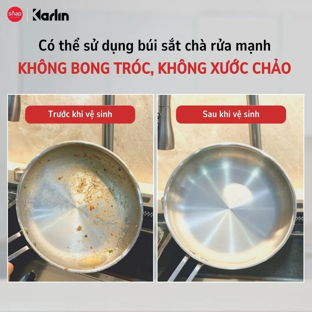 Ảnh Chảo Inox KARLIN P5 Pro Đáy 5 Lớp Size 24cm Inox 316 Chống Dính Tự Thân_Thương Hiệu Đức [Snap Kitchen] 4
