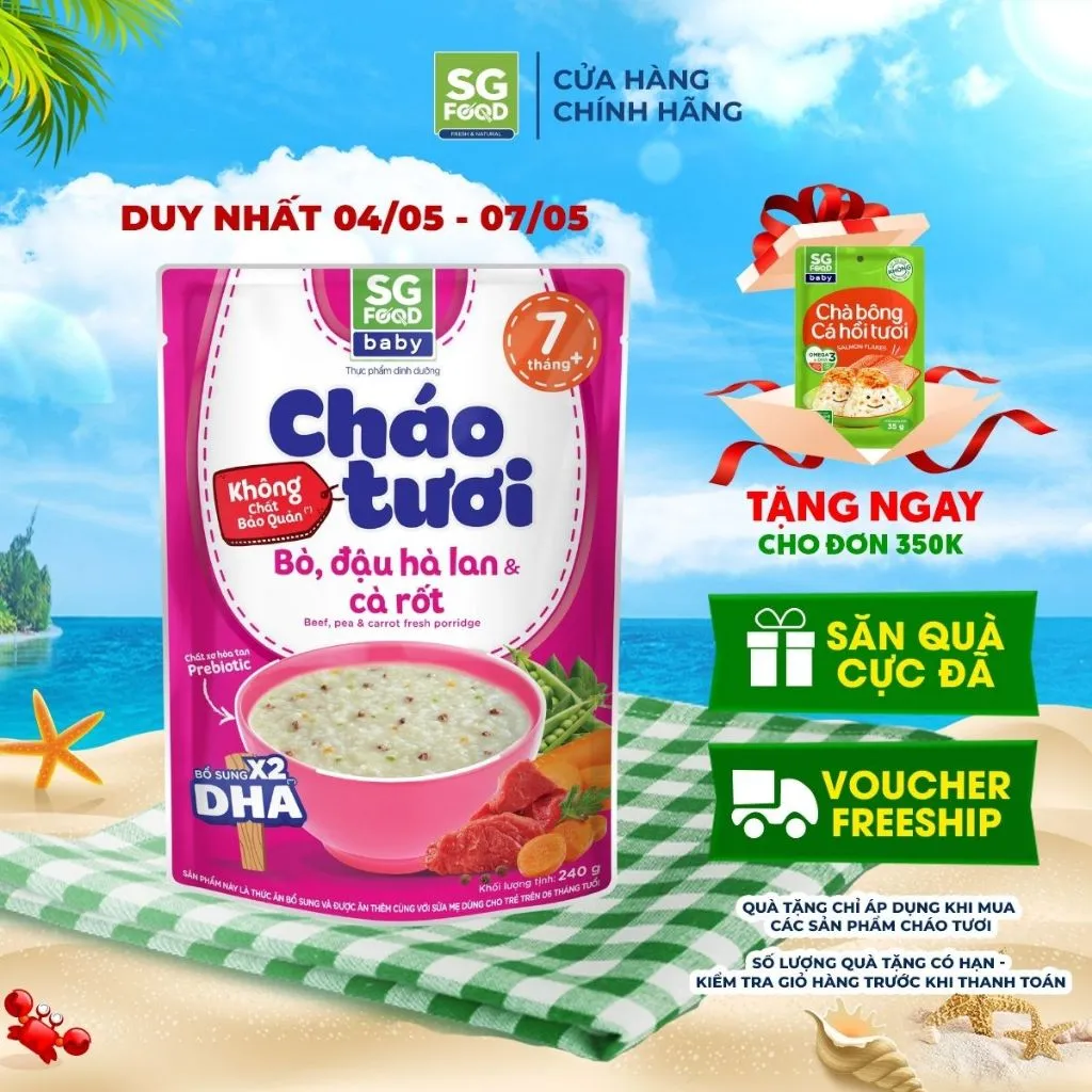 Ảnh Cháo Tươi Baby Bò Đậu Hà Lan SGFood 240g 1