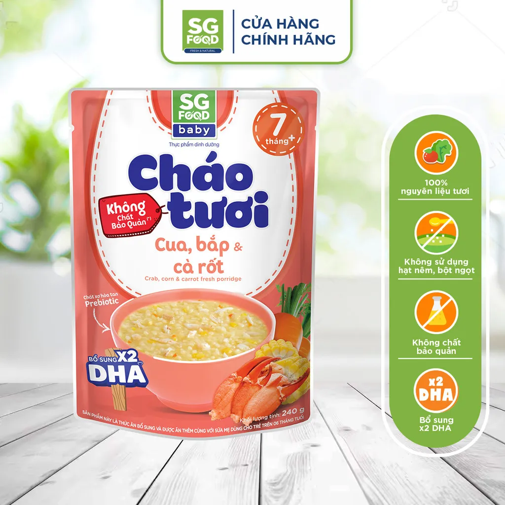 Ảnh Cháo tươi baby cua, bắp cà rốt 240g SG Food 1