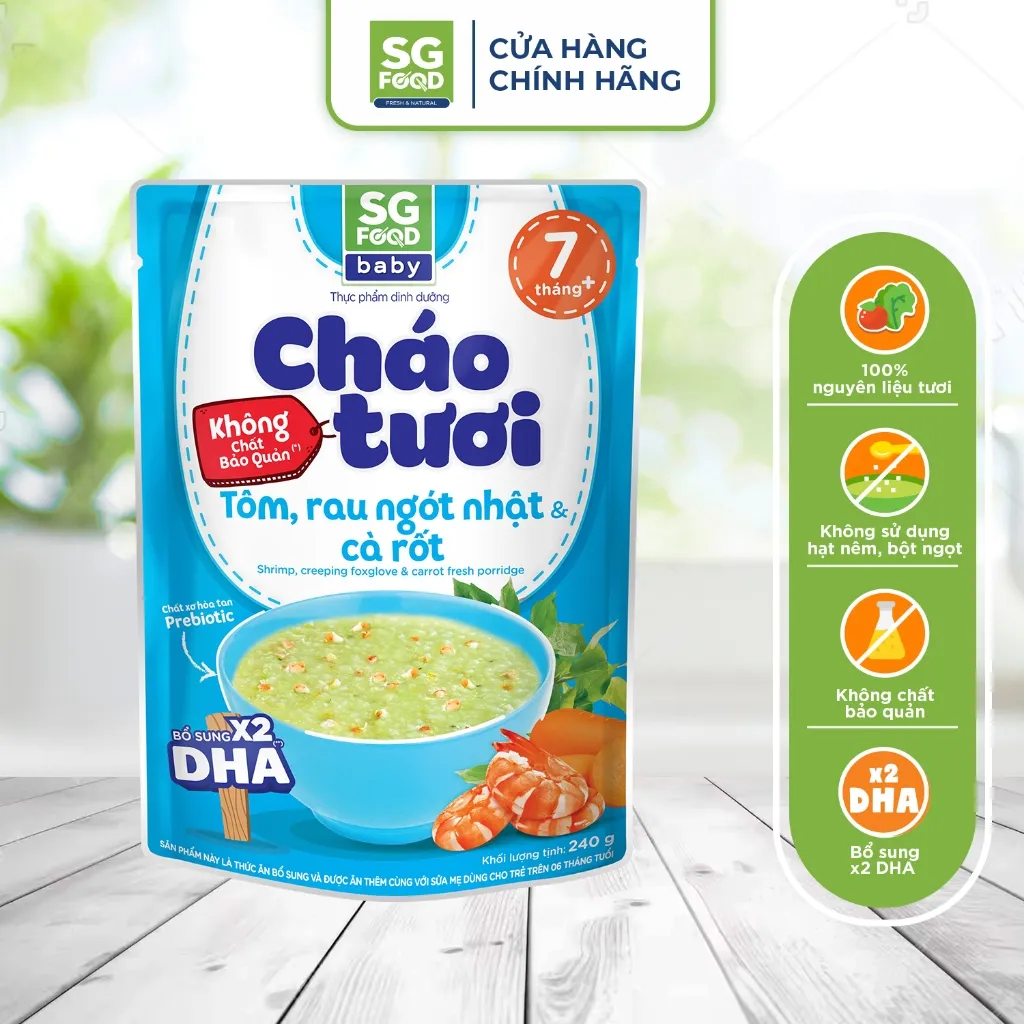 Ảnh Cháo Tươi Baby SG Food Tôm, Rau Ngót Nhật, Cà Rốt 240g 2