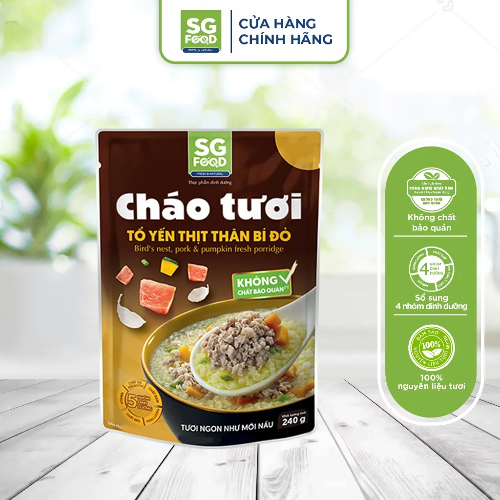 Ảnh Cháo Tươi Tổ Yến Thịt Thăn Bí Đỏ SGF Food 240g 1