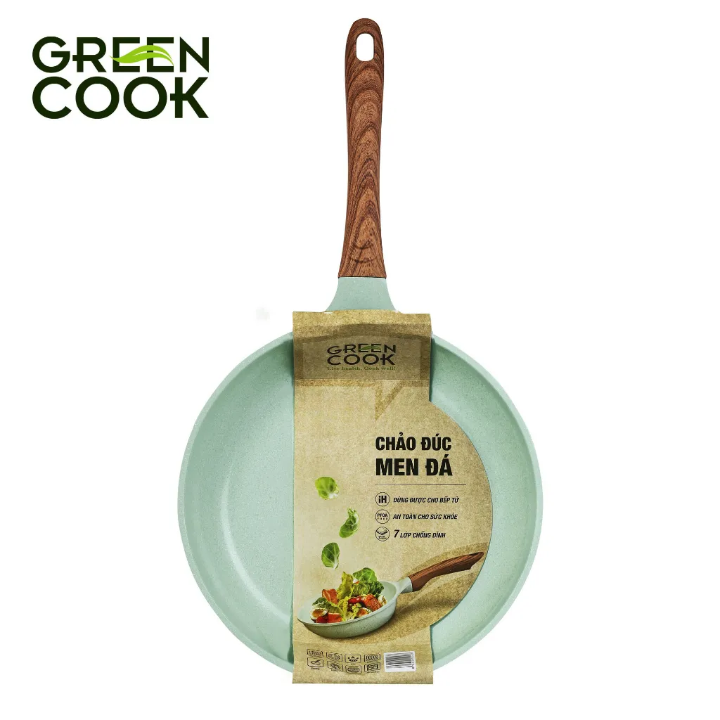 Ảnh Chảo đúc đáy từ chống dính PFOA free men đá ceramic xanh ngọc Green Cook GCP06 1