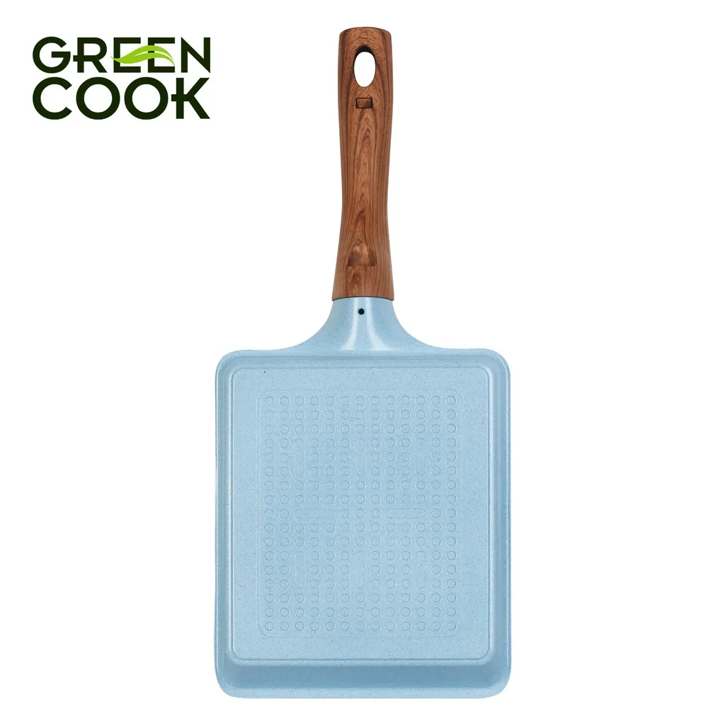 Ảnh Chảo đúc đáy từ chữ nhật men đá xanh sapphire Green Cook với 10 lớp chống dính PFOA free an toàn cho sức khoẻ GCP09-1518 1