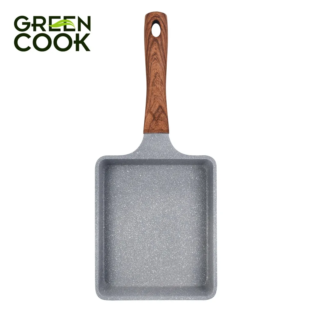 Ảnh Chảo đúc đáy từ chữ nhật men đá xanh sapphire Green Cook với 10 lớp chống dính PFOA free an toàn cho sức khoẻ GCP09-1518 2