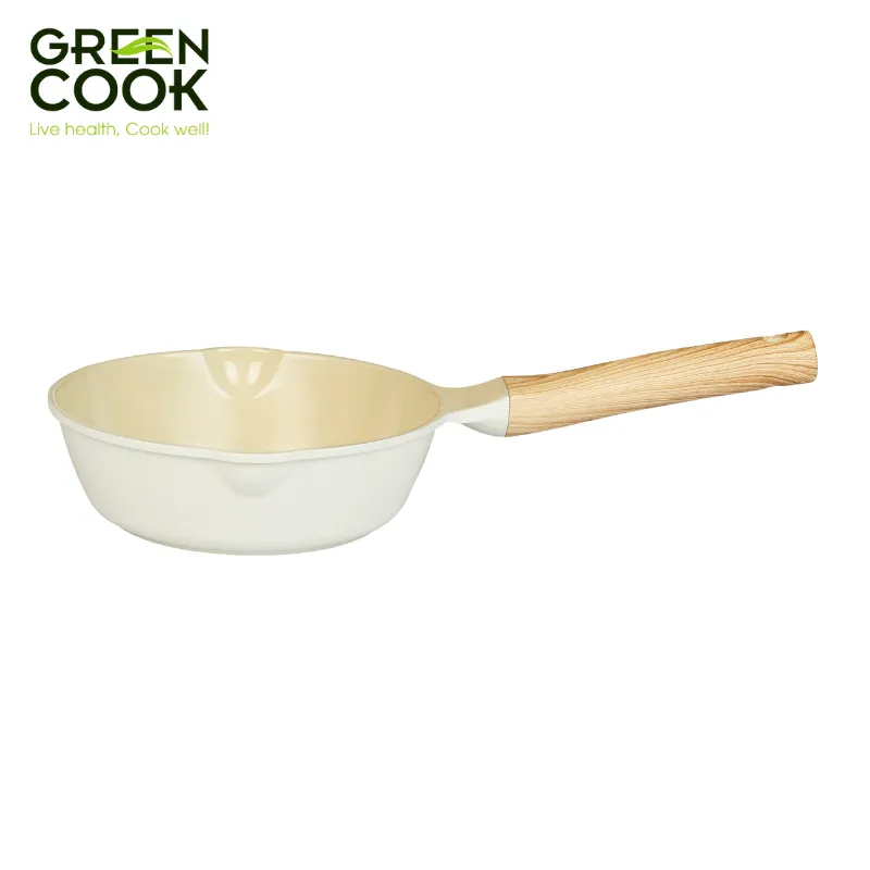 Ảnh Chảo đúc sâu GCP236 men gốm IVORY chống tràn dầu đáy từ chống dính PFOA free Green Cook 1