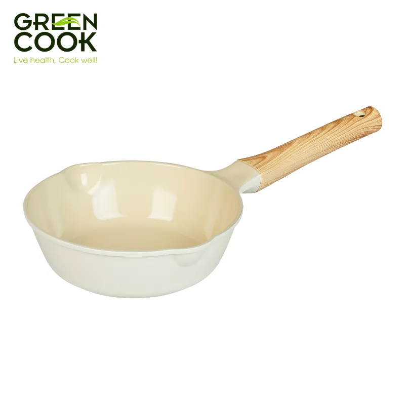 Ảnh Chảo đúc sâu GCP236 men gốm IVORY chống tràn dầu đáy từ chống dính PFOA free Green Cook 3