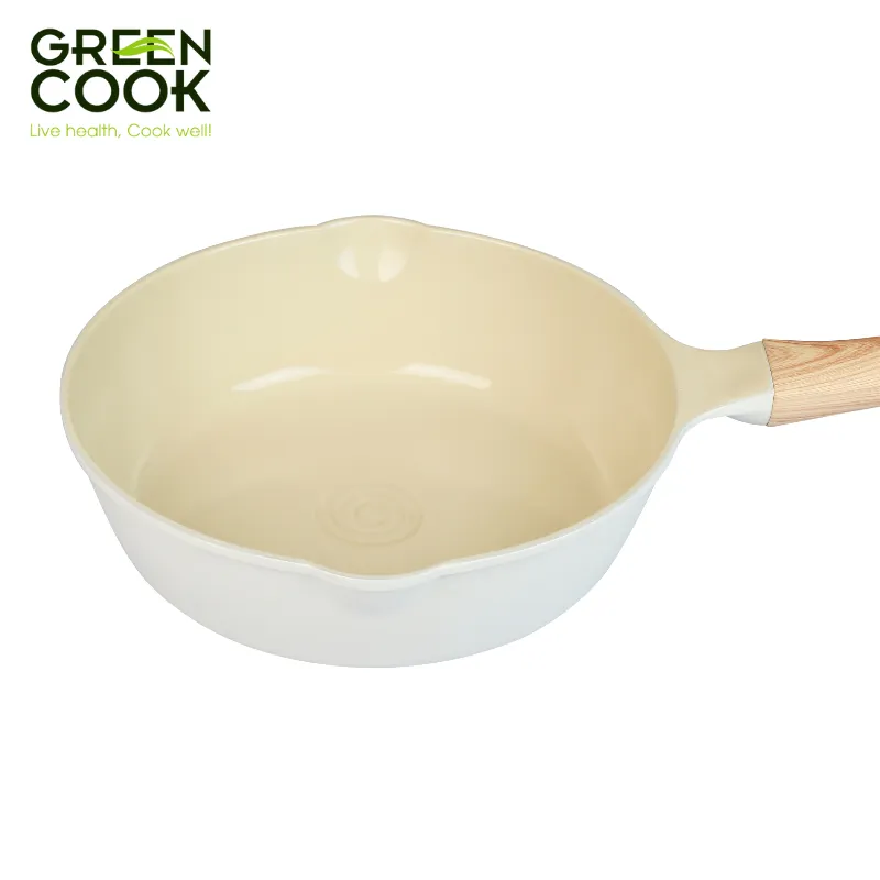 Ảnh Chảo đúc sâu GCP236 men gốm IVORY chống tràn dầu đáy từ chống dính PFOA free Green Cook 4