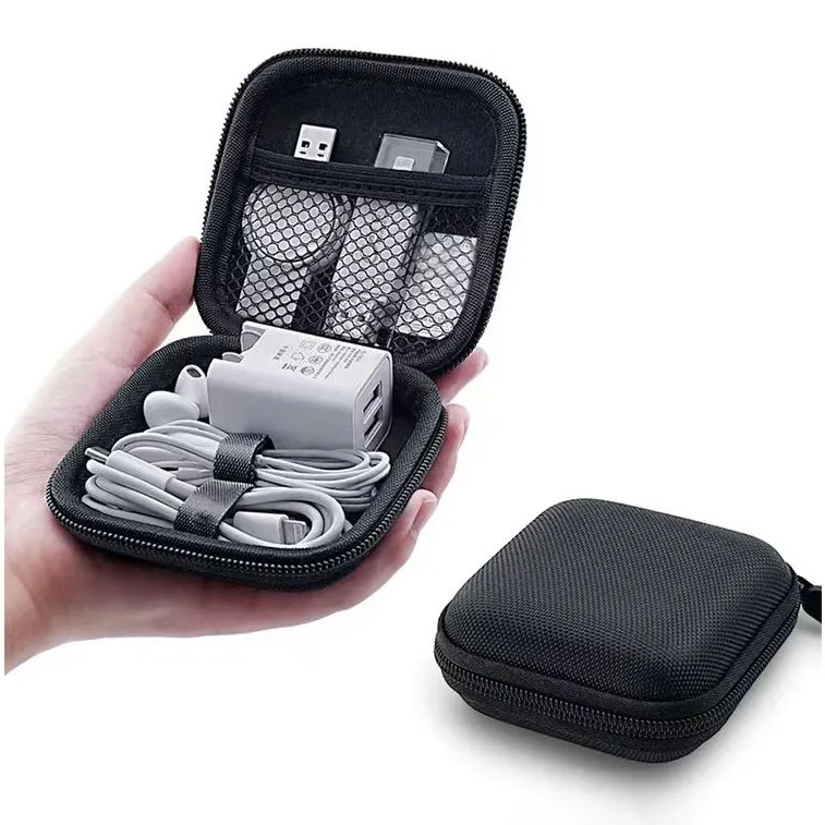Ảnh Chất Lượng Cao Mới Mini Vuông EVA Ốp Lưng Tai Nghe Bluetooth Tai Nghe Cáp Bảo Quản Túi Nóng 1