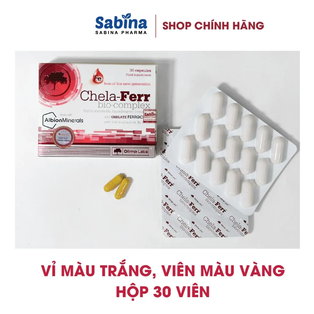 Ảnh Chela-Ferr Bio-complex (Olimp Labs)14mg sắt dạng chelate Ferrochel, 200mcg Axit Folic, 1 hộp 30 viên 11,6g 3