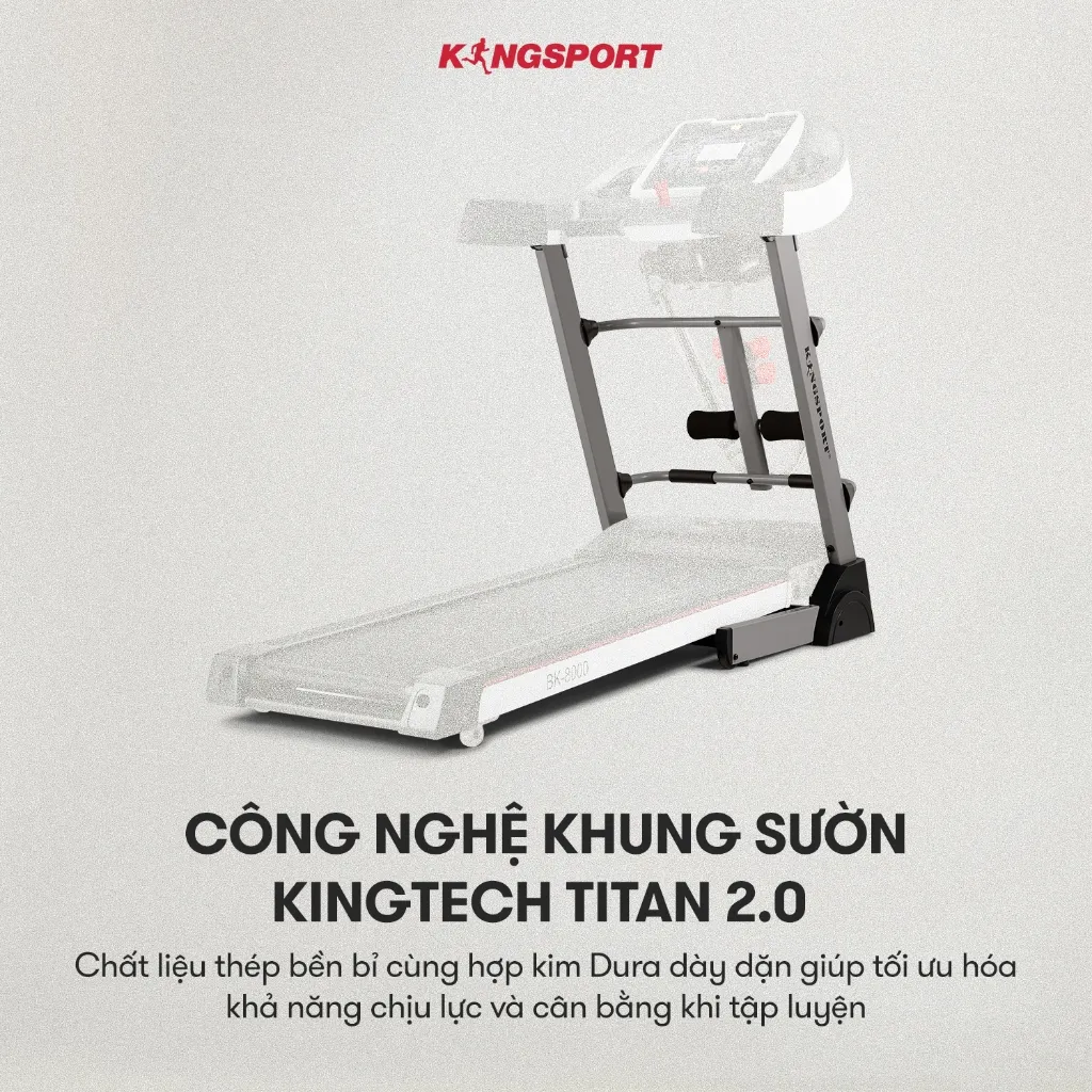 Ảnh CHỈ GIAO MIỀN BẮC I Máy chạy bộ KINGSPORT BK-8000 đa năng, thảm chạy rộng chống trơn, kèm đai massage và thanh gập bụng 4