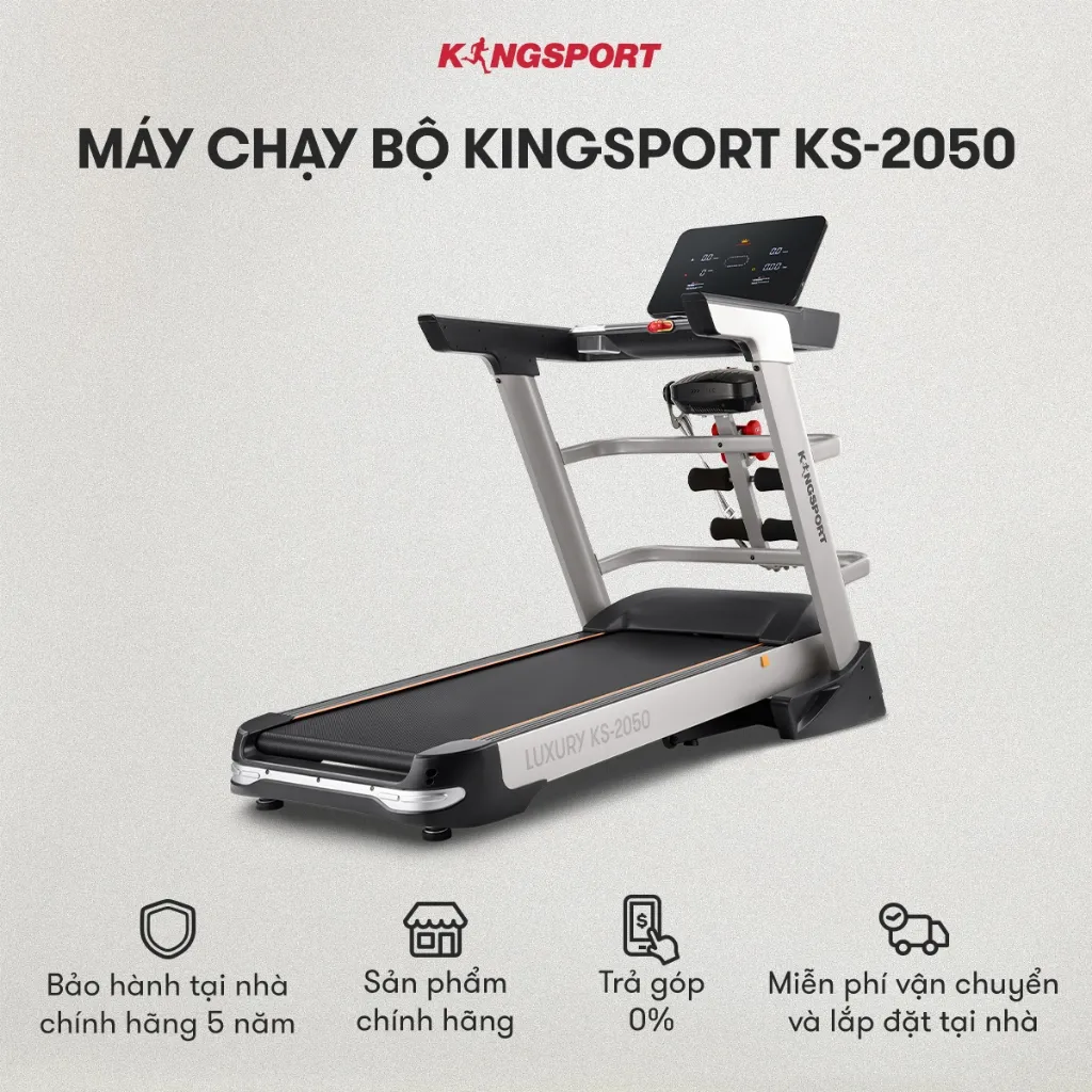Ảnh CHỈ GIAO MIỀN NAM I Máy chạy bộ KINGSPORT Luxury KS-2050 tốc độ tối đa 18,8km/h, 12 chường trình luyện tập, tra dầ 1