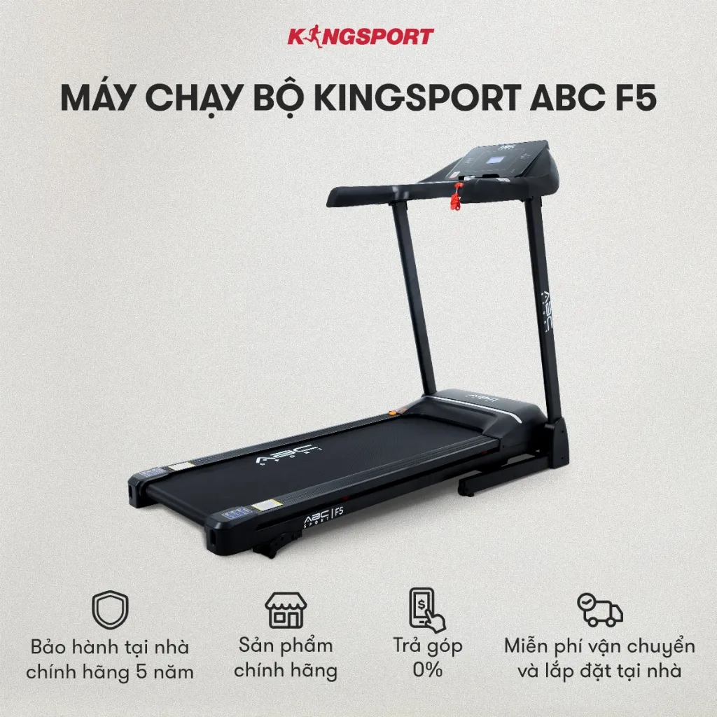 Ảnh CHỈ GIAO MIỀN NAM I Máy chạy bộ KINGSPORT ABC F5, động cơ tiết kiệm điện, đệm cao su giảm xóc và đồng hồ theo dõi 1