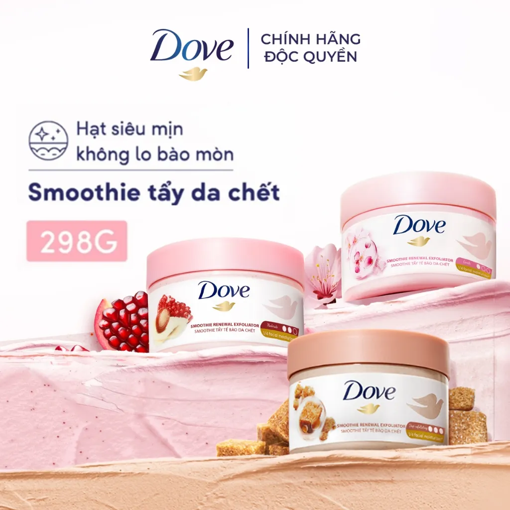 Ảnh [CHÍNH HÃNG ĐỘC QUYỀN] Smoothie Tẩy Tế Bào Chết Body Dove Chăm Da Sáng Mịn 298g 2