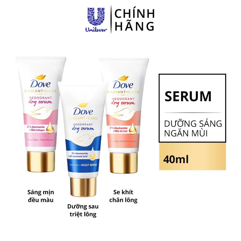 Ảnh [CHÍNH HÃNG] Dove Serum dưỡng sáng khử mùi Dove dành cho nữ với 3% Niacinamide giúp da sáng mịn đều màu 40ml tốt như lăn 2