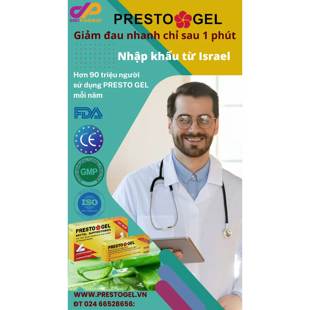 Ảnh Chính hãng Gel Bôi trĩ Presto nhập khẩu Danpharm - Israel, túi 3g - Polipharm 3
