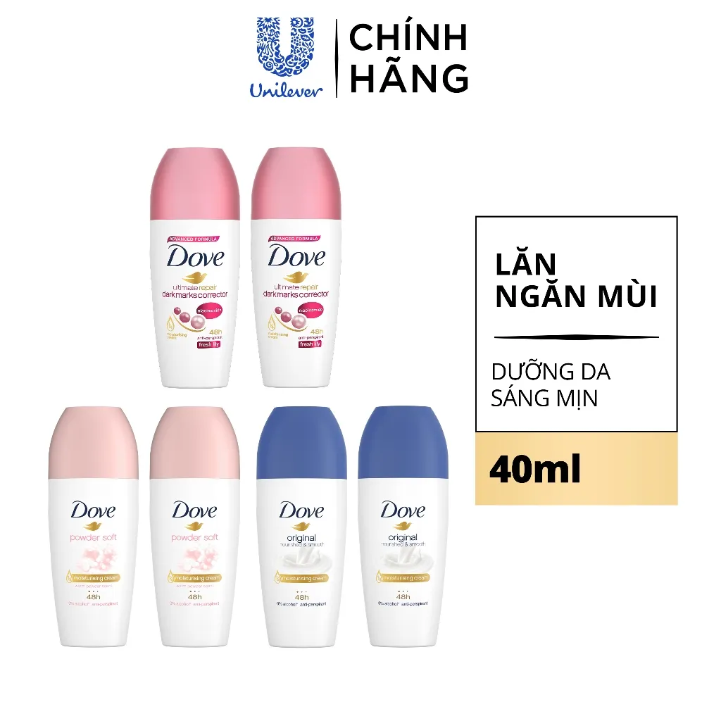 Ảnh [CHÍNH HÃNG] Lăn khử mùi Dove dưỡng da sáng mịn dành cho nữ 40 ml 1