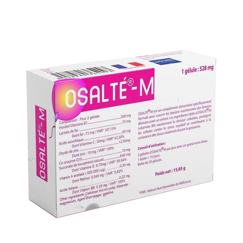 Ảnh Chính hãng, Viên uống hỗ trợ hiếm muộn nữ giới Osalté – M, nhập khẩu chính hãng Lustrel laboratories, pháp. Hộp 30 viê 1