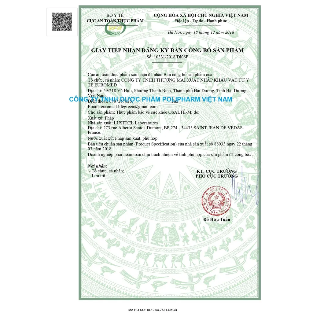 Ảnh Chính hãng, Viên uống hỗ trợ hiếm muộn nữ giới Osalté – M, nhập khẩu chính hãng Lustrel laboratories, pháp. Hộp 30 viê 2