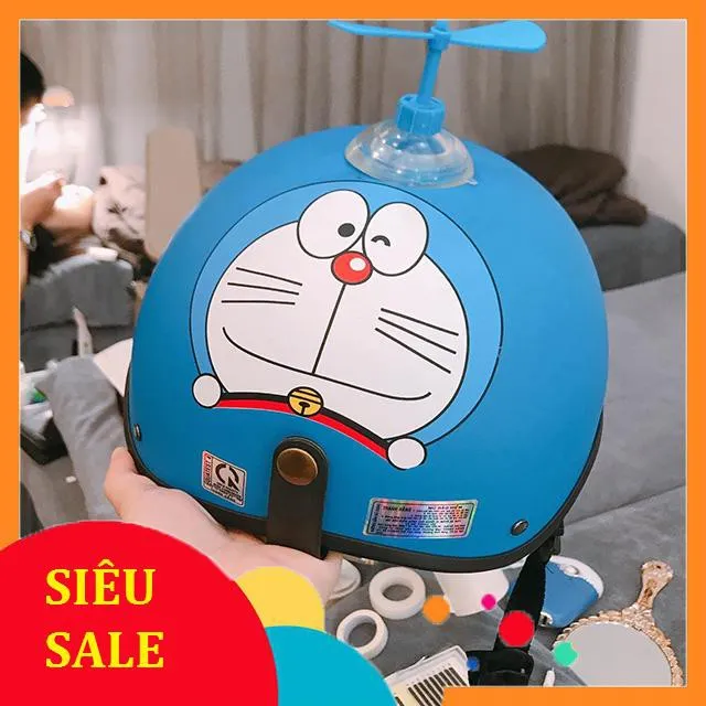 Ảnh Chong chóng Doraemon gắn mũ bảo hiểm Hpro Helmet, trang trí mũ nón siêu đẹp và độc lạ, tặng kèm keo dán siêu chắc 2