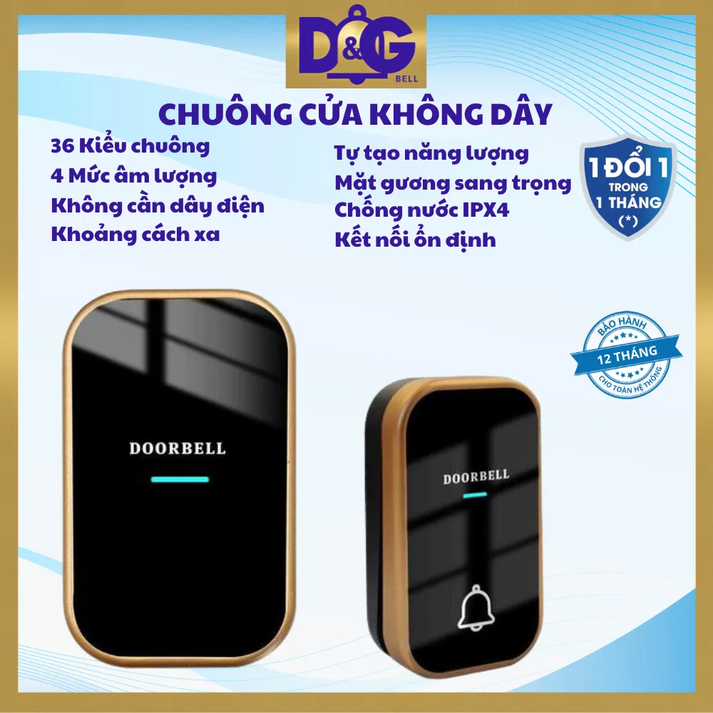 Ảnh Chuông cửa Không cần Pin, không dây - Nút bấm chống nước 1