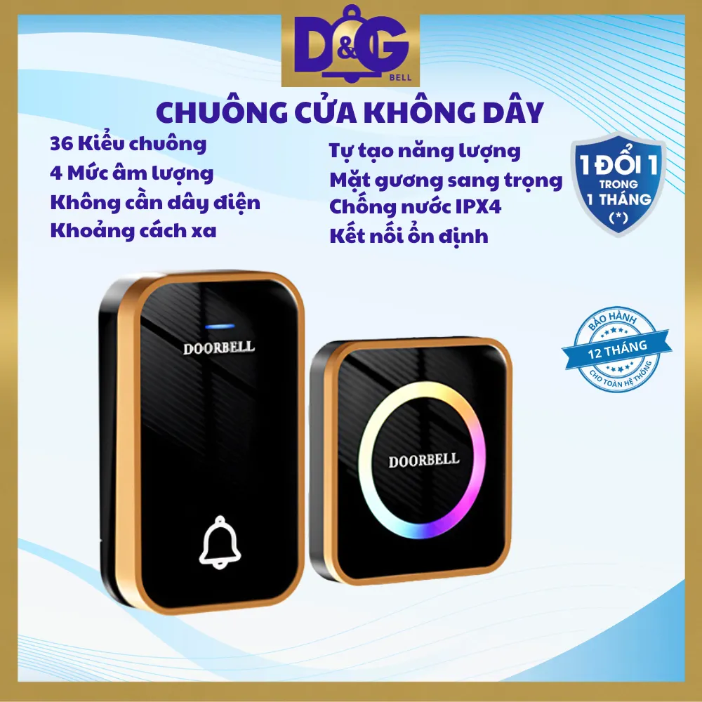 Ảnh Chuông cửa không dây, Không cần Pin - Loại Nút bấm chống nước 1