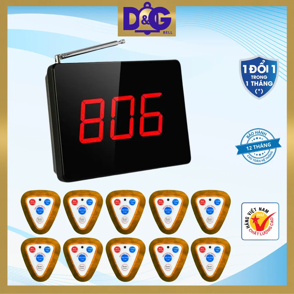 Ảnh Chuông Gọi Phục Vụ TIẾNG VIỆT D&G Bell - Màn Hình D0301 Hiển thị 3 Chữ Số Nút nhấn tiếng Việt 2