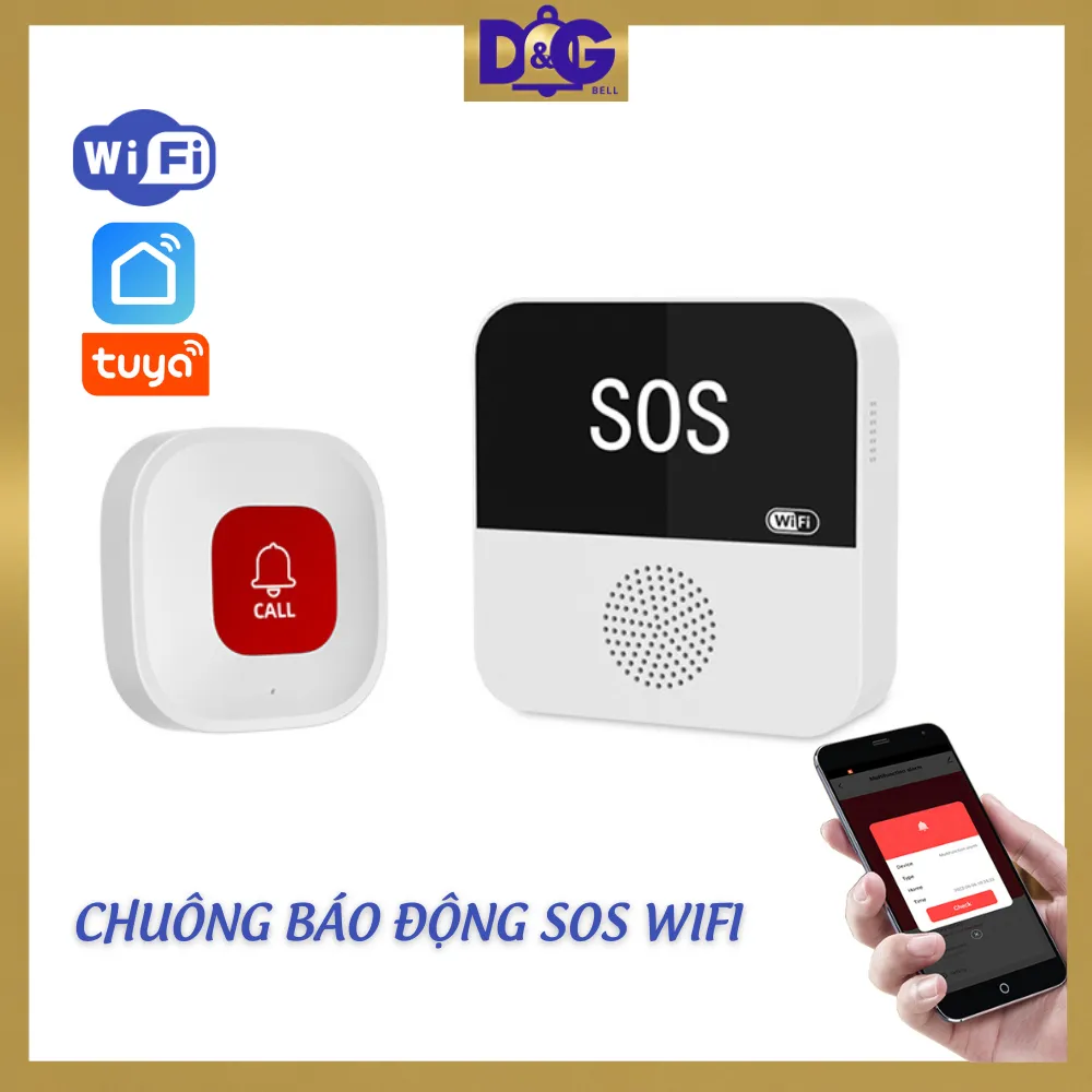 Ảnh Chuông SOS wifi gọi hỗ trợ cho người già, bệnh nhân, chuông cửa, chống trộm, Gọi phục vụ - App Tuya CF100 2