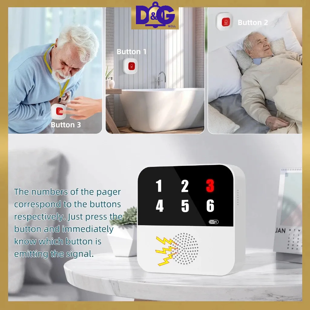 Ảnh Chuông wifi -  SOS gọi hỗ trợ cho người già, bệnh nhân, chuông cửa, chống trộm, Gọi phục vụ - Wifi App Tuya CF106 1