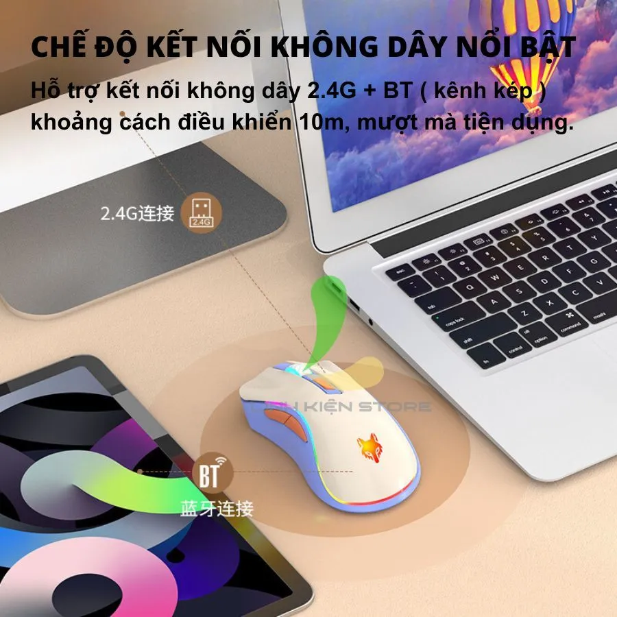 Ảnh Chuột chơi game không dây HOSAN XUNFOX XYH52 kết nối bluetooth kết hợp đèn led 7 màu đẹp mắt 4