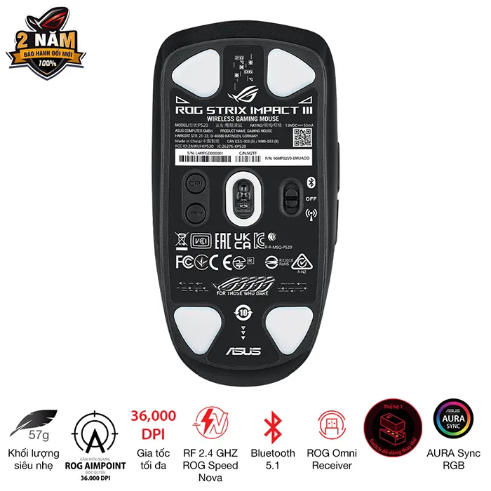 Ảnh Chuột Gaming ASUS ROG Strix Impact III Wireless - 90MP03D0-BMUA00 2