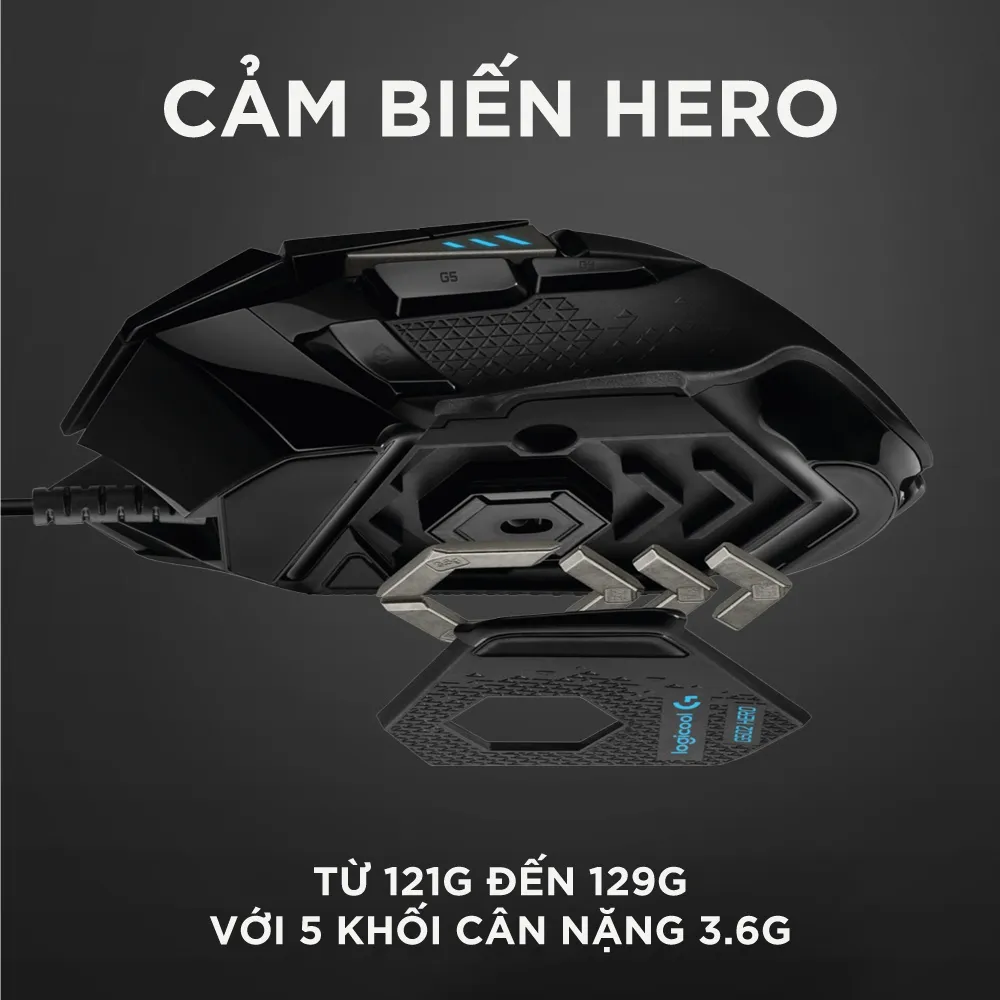 Ảnh Chuột gaming có dây Logitech G502 Hero - Cảm biến Hero 25k, RGB, 11 nút lập trình 4