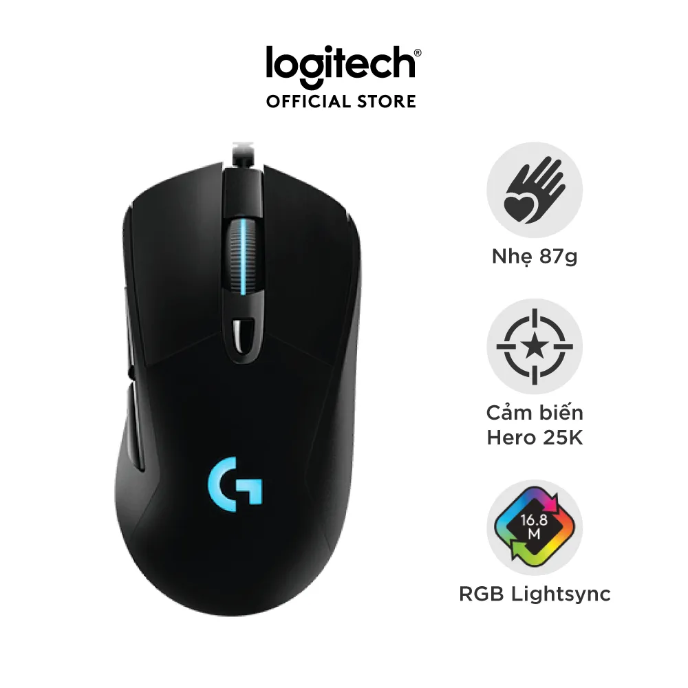 Ảnh Chuột gaming có dây RGB Logitech G403 Hero - cảm biến 25k, công thái học, nhẹ 87g 1