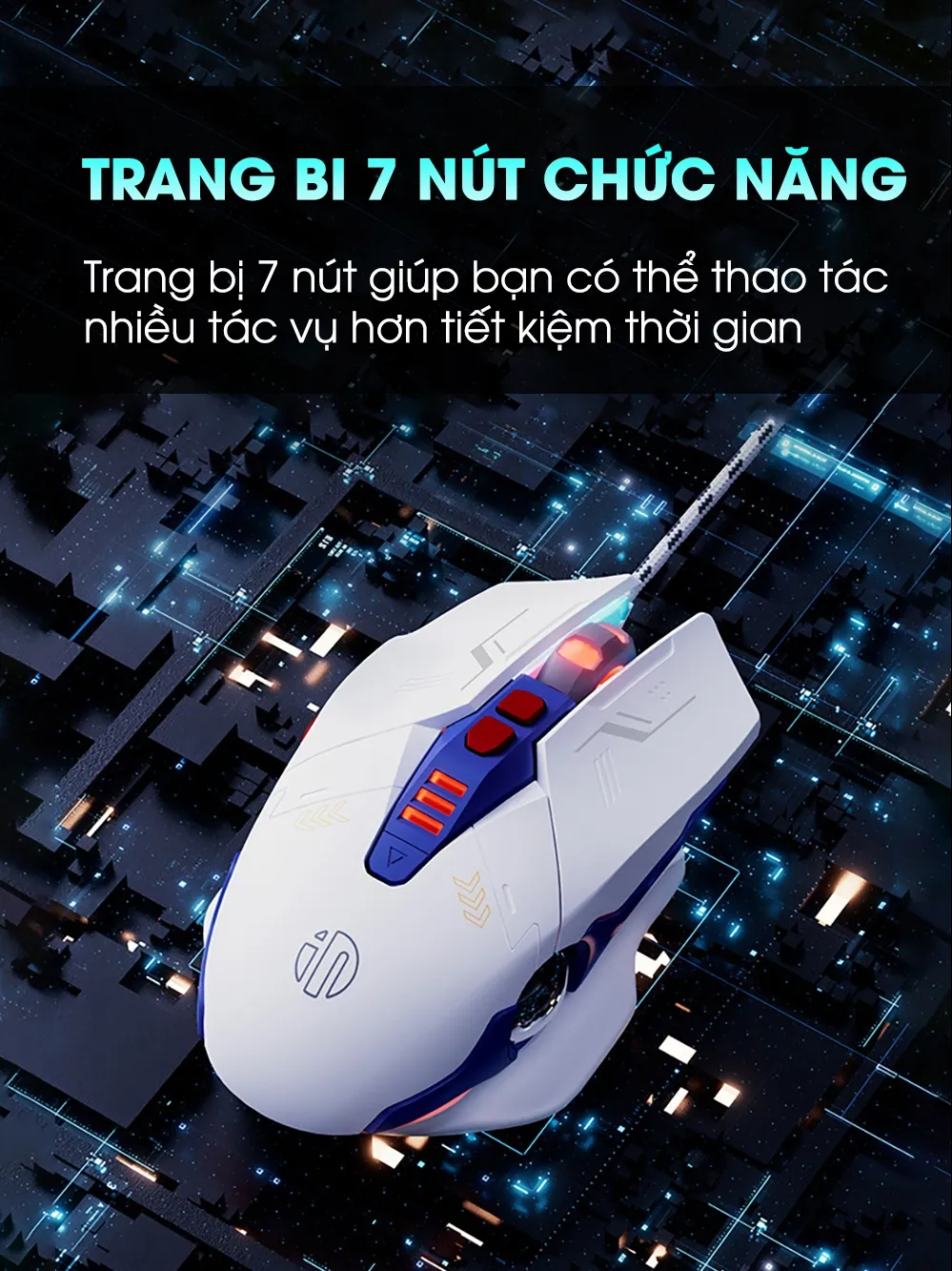 Ảnh Chuột gaming có dây SIDOTECH W9P GUNDAM 7 nút bấm silent chống ồn 1000Hz 12800 DPI led RGB có app máy tính laptop 2