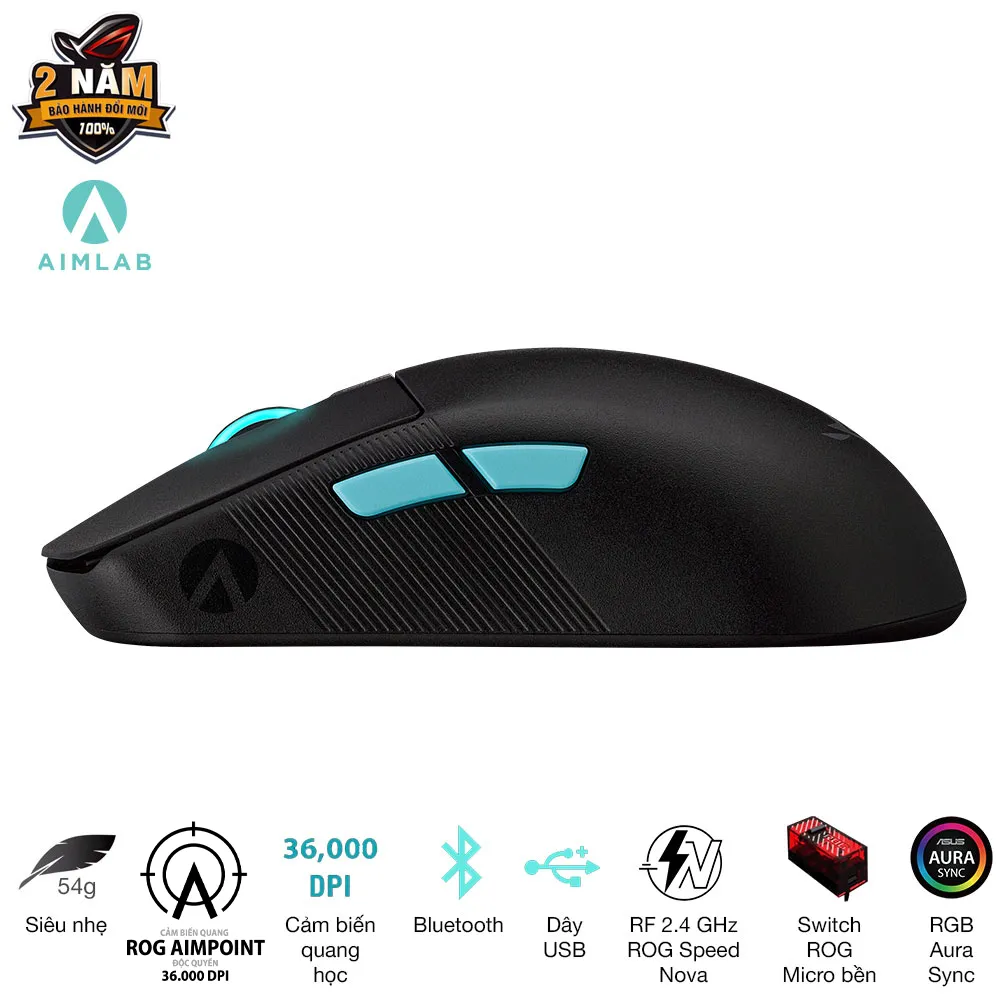 Ảnh Chuột gaming FPS không dây ROG Harpe Ace Aim Lab Edition, ROG Aimpoint độc quyền, 36000dpi 2