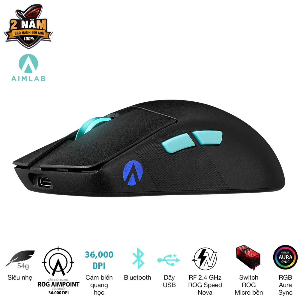 Ảnh Chuột gaming FPS không dây ROG Harpe Ace Aim Lab Edition, ROG Aimpoint độc quyền, 36000dpi 3