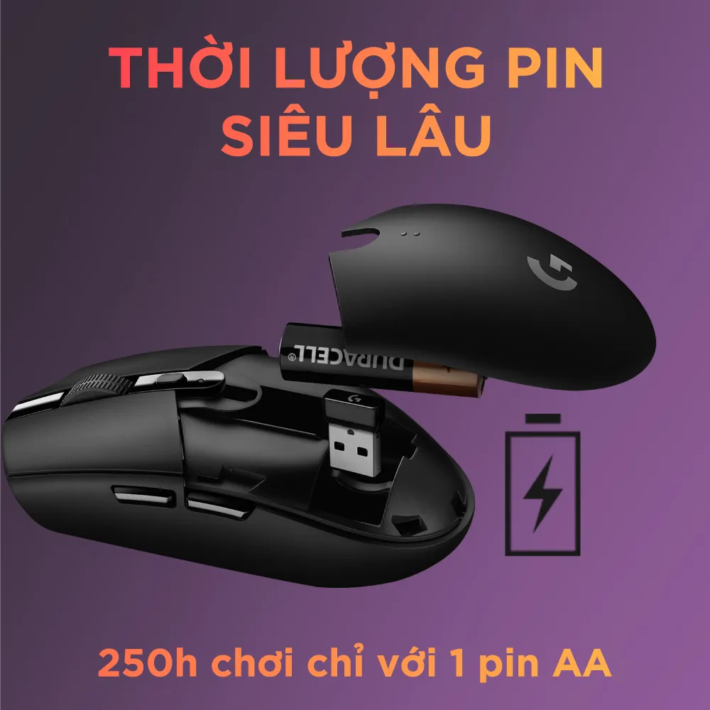 Ảnh Chuột gaming không dây Logitech G G305 LIGHTSPEED - Hero 12K DPI, Nhẹ 99g, 6 nút lập trình, Pin 250h 4