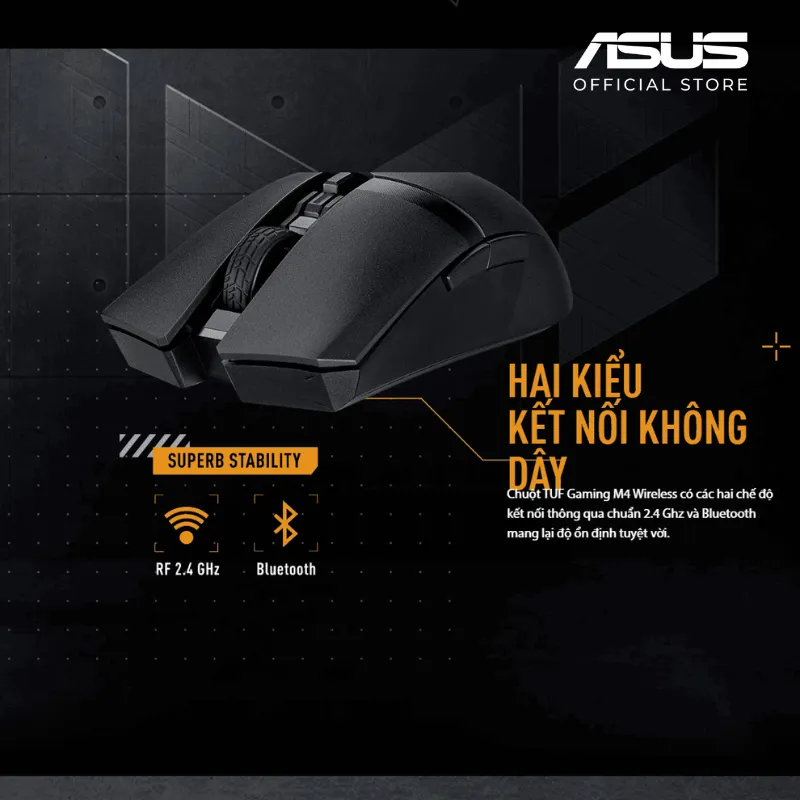 Ảnh Chuột gaming không dây ASUS TUF GAMING M4 Wireless 2.4 90MP02F0-BMUA00 12.000 DPI nắp PBT Feet 100% 3