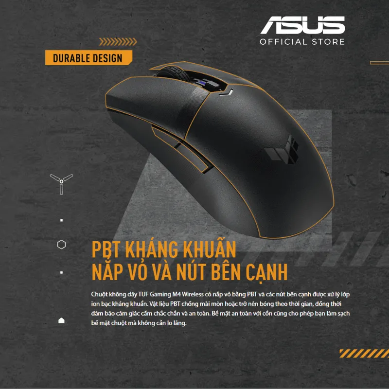 Ảnh Chuột gaming không dây ASUS TUF GAMING M4 Wireless 2.4 90MP02F0-BMUA00 12.000 DPI nắp PBT Feet 100% 4