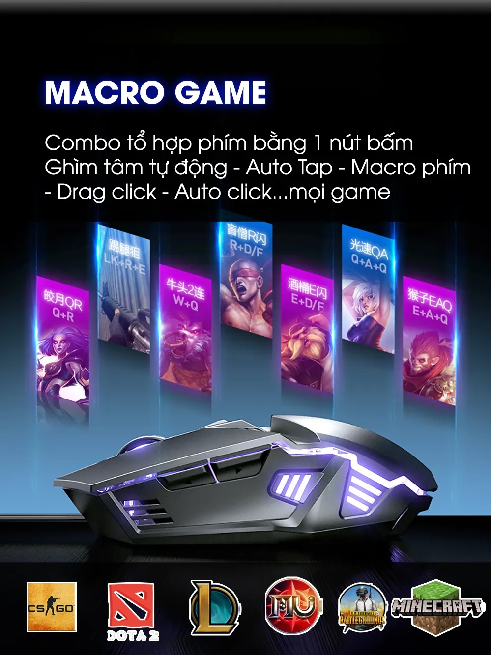 Ảnh Chuột gaming máy tính SIDOTECH W2 có dây silent 7 nút bấm chống ồn có app led macro cho game thủ 2