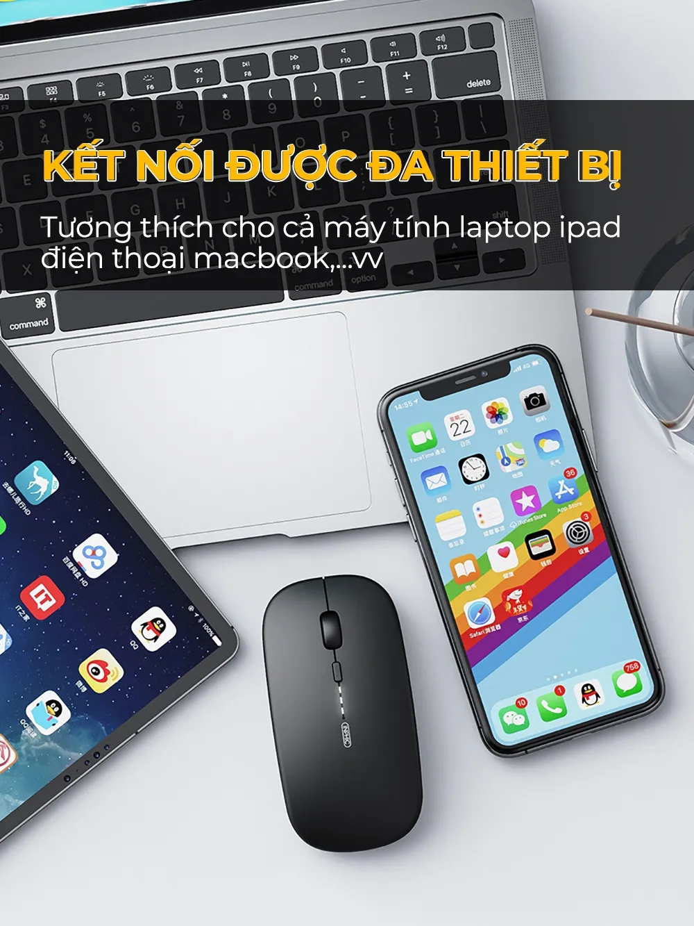 Ảnh Chuột không dây bluetooth SIDOTECH M1PRO pin sạc silent chống ồn led hiện pin laptop macbook ipad pc 3