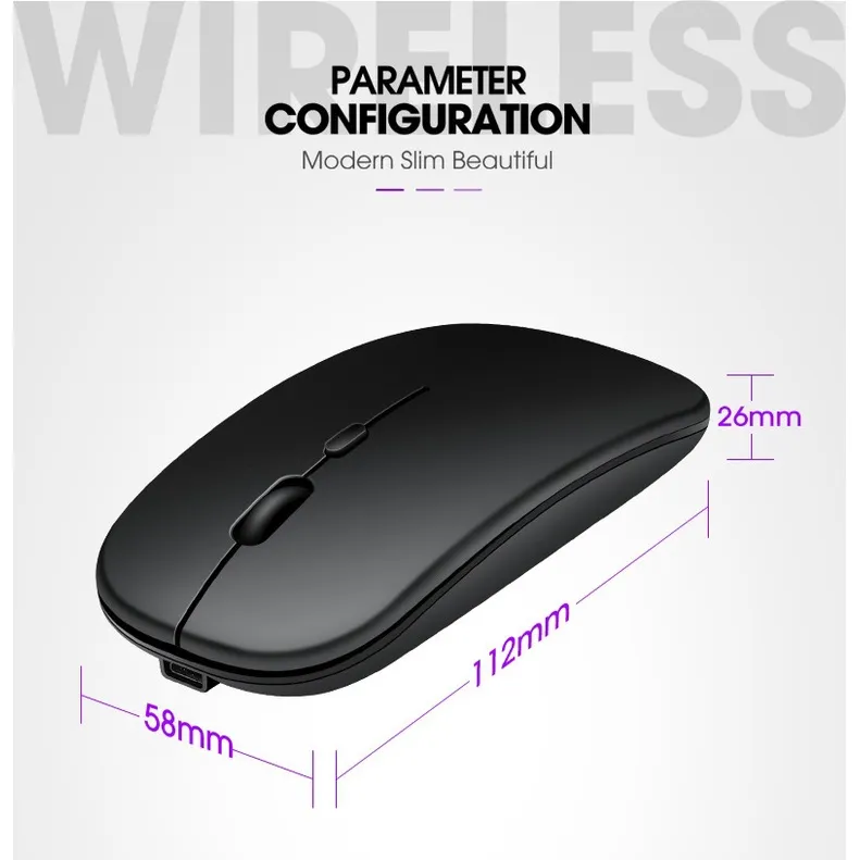 Ảnh Chuột không dây Bluetooth + wireless USB tự sạc pin ZTU SMART BT01 kiểu dáng thon gọn tiện dụng 3