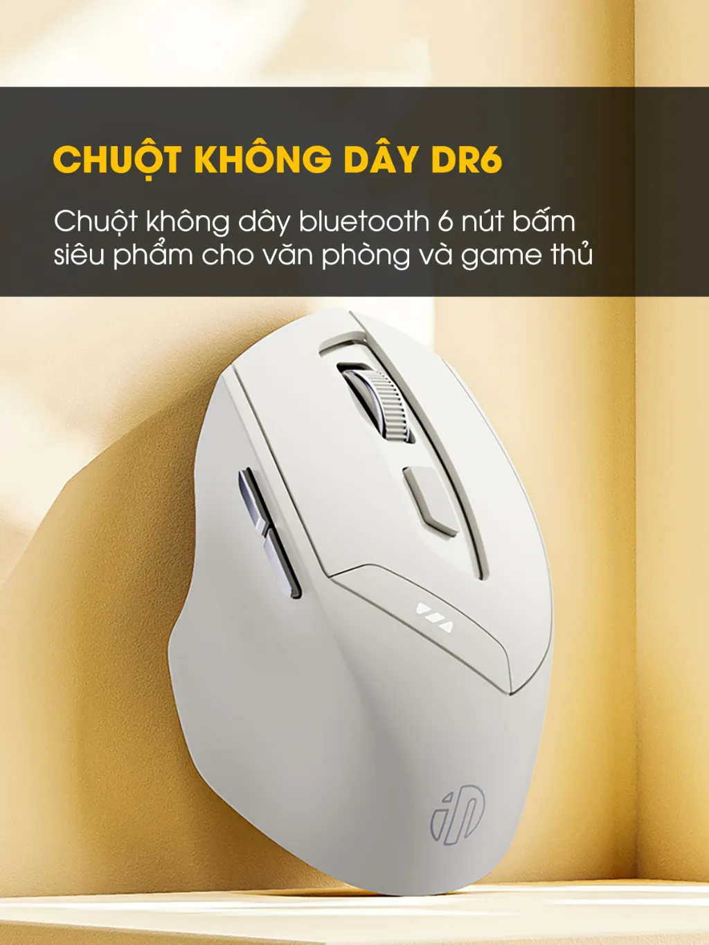 Ảnh Chuột không dây bluetooth sạc pin SIDOTECH DR6 tắt âm silent 6 nút bấm đèn led báo pin công thái học cho laptop máy tính 1