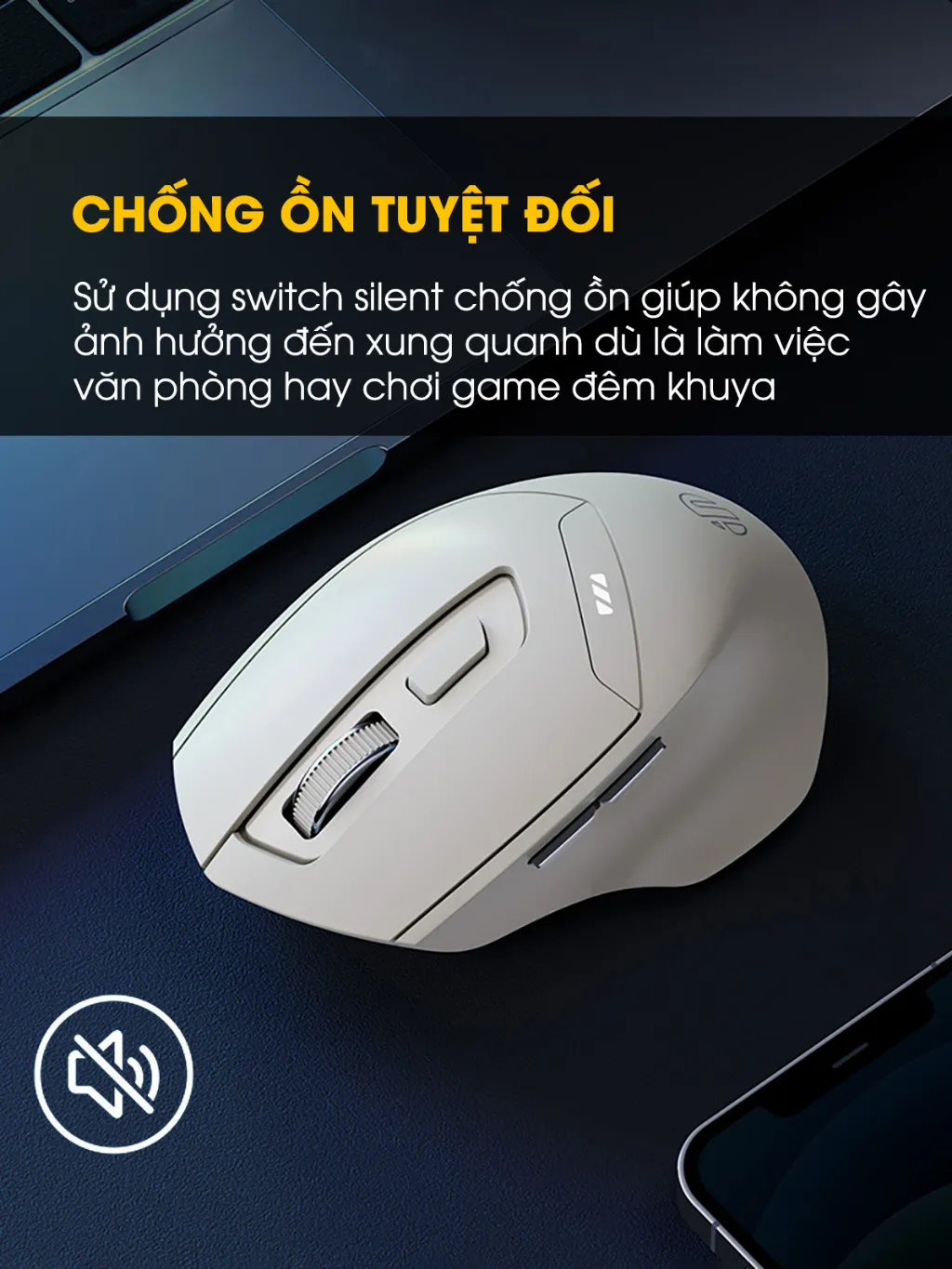 Ảnh Chuột không dây bluetooth sạc pin SIDOTECH DR6 tắt âm silent 6 nút bấm đèn led báo pin công thái học cho laptop máy tính 4