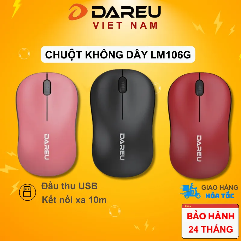 Ảnh Chuột không dây Dareu LM106G Black/ Red /Blue / Pink / White - Bảo hành 24 tháng 1