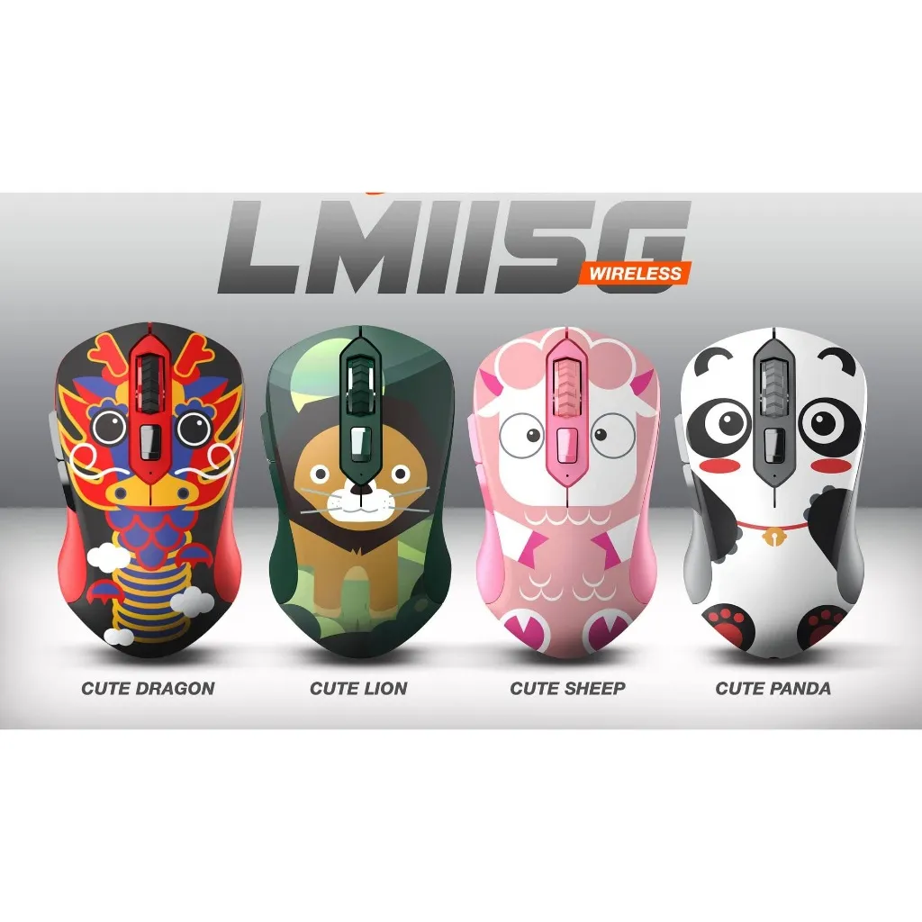Ảnh Chuột Không Dây DAREU LM115G Multi-color ( Hình Thú Lion / Dragon / Panda / Sheep ) 1